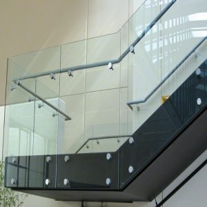 side mount handrail on glass balustrade
